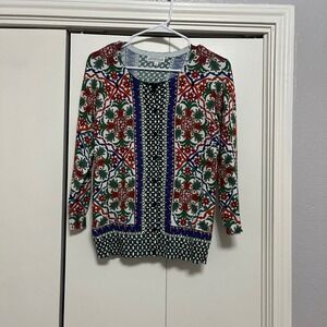 Joseph‎ A Floral Print Cardigan Button Down Colorful Pattern Top Size L